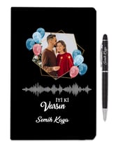 Sevgililer Gününe Özel Fotoğraflı Kişiye Özel Defter Ve Tükenmez Kalem Hediye Seti (Siyah)