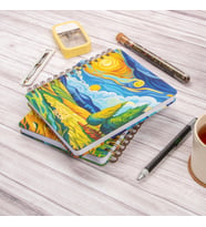 Dival Notebook 16,5x20 cm Van Gogh Sert Kapak Noktalı Tarihsiz Spiralli Not Okul Defteri (Çok Renkli)