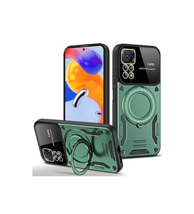 Xiaomi Redmi Note 11 Pro Kılıf Joy Lens Standlı Kapak - Koyu Yeşil
