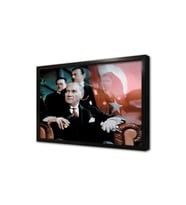 Atatürk Ordu Manevralarını İzlerken Çerçeveli Cam Tablo