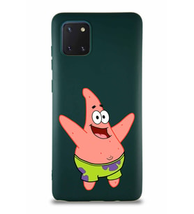 Samsung Galaxy Note 10 Lite Soft Premier Kapak Patrick Yıldız Tasarımlı Silikon Kılıf - Yeşil (Şeffaf)