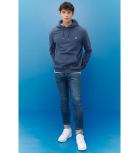 L80YRY54 Lee Erkek Regular Fit Normal Kesim %100 Pamuk Şardonlu Kapüşonlu Mavi Sweatshirt