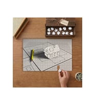 Mimari Çizim Ev - Eskiz Tasarımı 240 parça Ahşap Puzzle Ahşap Kutuda MP11352