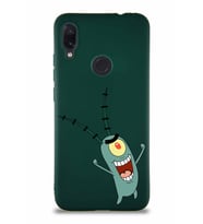 Xiaomi Redmi Note 7 Soft Premier Kapak Plankton Tasarımlı Silikon Kılıf - Yeşil (Şeffaf)