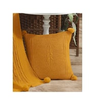 Triko Örgü Kırlent Kılıfı Yastık Kılıfı 45 X 45 Cm (Hardal)