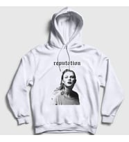 Presmono Unisex Beyaz Reputation Taylor Swift Kapüşonlu Sweatshirt 312711tt