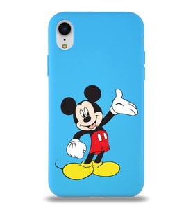 Apple iPhone XR Uyumlu Lansman Kılıf Mickey Mouse Tasarımlı Altı Kapalı İçi Kadife Kaplı  Kapak (Şeffaf)