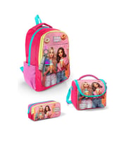 Coral High Kids Pembe Neon Mercan Fashion Girl Desenli 3'lü Okul Çanta Seti SET0123669 - Kız (Çok Renkli)