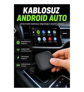 Android Auto Kablosuz Adaptör Bluetooth 5.0 5.8GHz WiFi Destekli USB Bağlantılı Yeni Nesil