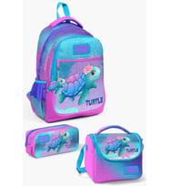 Coral High Kids Açık Pembe Mavi Kaplumbağa Desenli 3’lü Okul Çanta Seti SET0123497