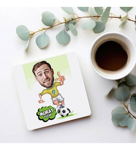 Kişiye Özel Süper Futbolcu Karikatürlü Bardak Altlığı