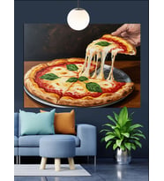 Taze Pizzadan Eriyen Peynir Dekoratif Kanvas - Mdf Ahşap Tablo