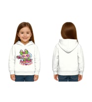 Unisex Baskılı Çocuk Swaetshirt Labubu Baskılı Kapüşonlu 3 İplik Şardonlu (Beyaz)