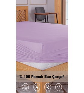 Penye Lastikli Çarşaf, 160×200 Çift Kişilik %100 Pamuk Örme Kumaş, 145 gr/m² (Lila)
