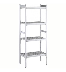 Electrolux Professional Düz Etejer Seti, Aluminyum Ayaklı, 4 Raflı, Her Raf Demonte Polietilen Tabletlerden Oluşur, Tabletler Bulaşık Makinesinde Yıkanabilir - 475x1126 Mm, H=1700 Mm BLS1126