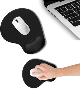 MP01 - Elips Bilek Destekli Mouse Pad Konforlu, Kaymaz Taban, Ergonomik, Yumuşak, Ev,ofis (Siyah)