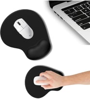 MP01 - Elips Bilek Destekli Mouse Pad Konforlu, Kaymaz Taban, Ergonomik, Yumuşak, Ev,ofis (Siyah)