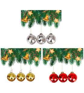 Yılbaşı Çam Ağacı Süsü Kırmzı - Gold - Gümüş  4 cm 18'li