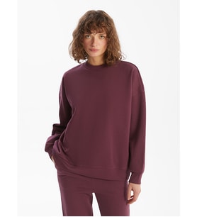 LCW Vision Mürdüm Bisiklet Yaka Oversize Kadın Kalın Sweatshirt