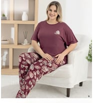 Pijamoni Kadın Ring Viskon Bisiklet Yaka Kısa Kol İnce Pijama Takımı 1445/7 - 1 Adet