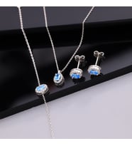 925 Ayar Gümüş Aquamarine Taşlı Oval Set