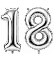 18 Rakam Folyo Balon Gümüş Rengi (36 cm)