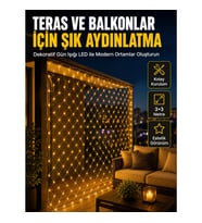 Mey İthalat® İç ve Dış Mekân Kullanımına Uygun 3x3 Metre LED Işık Ağı