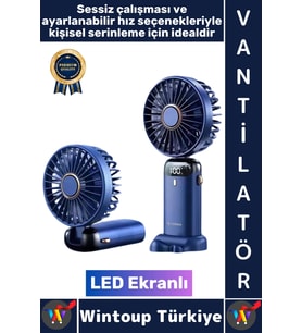 #Vantilatör Kompakt Sessiz Yoğun Üfleme Şarjlı Ayarlanabilir Başlık 5 Kademeli El Fanı Vantilatör