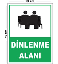 Metal Dinlenme Alanı 30cm x 40cm A3 Büyüklüğünde Uyarı Levhası Yönlendirme Tabelası