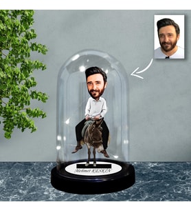 KİŞİYE ÖZEL EŞŞEK BİNEN ADAM TASARIMLI IŞIKLI KARİKATÜR FANUS BİBLO FN93