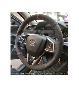 Honda Civic Fc5 Araca Özel Direksiyon Kılıfı (Nokta Alcantra Turuncu Yüzük)