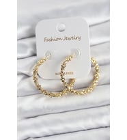 Pirinç Gold Renk Tırtıklı Halka Model Kadın Küpe