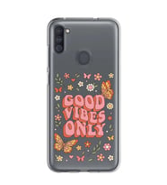 Samsung Galaxy M21 Uyumlu Good Vibes Only Desenli Şeffaf Telefon Kılıfı