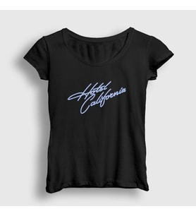 Presmono Kadın Siyah Hotel California Eagles T-Shirt 145103tt