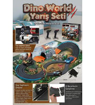 Dino World Dino Hunter Slot Track Yarış Seti - 120x80 cm Dinozor Temalı Işıklı Araba Pisti
