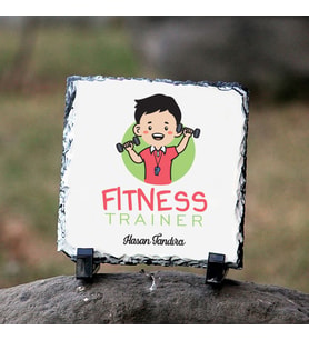 Fitness Eğitmenine Hediye İsme Özel Dekoratif Taş (Beyaz)