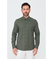 Haki %100 Pamuk Dynamic Fit Uzun Kollu Erkek Gömlek