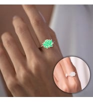 925 Ayar Gümüş Gece Parlayan/Fosforlu Lotus Tasarımlı Ayarlanabilir Kadın Yüzük