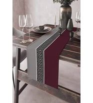 Bordo Avangarde Desenli Premium Masa Örtüsü Runner RNR141