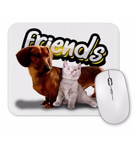 Amigos Sinceros Pug Cat Köpek Kedi Mouse Pad