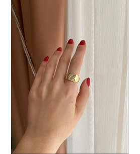 Oval Taşlı Gold Yüzük