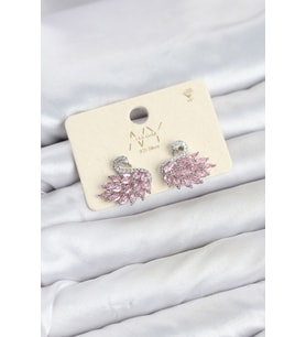 Pembe Zirkon Taşlı Gümüş Swan Kuğu Model Kadın Küpe TJ-BKP11941