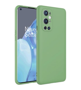 One Plus 9 Pro Kılıf Kamera Korumalı iÇi Süet Dokulu Lansman Tipi Silikon (Açık Yeşil)