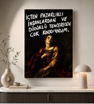 BK Gift Vintage Klasik Sanat Esprili Sözlü Dekoratif Kanvas Tablo - 32