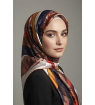 Çiçek Desenli Twill Eşarp Desen 2 Renk 4