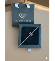 (ÇANTALI KUTULU) 925 Ayar Gümüş Lotus Çiçeği Kadın Bileklik (Mor)