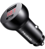 CC-6810 30W Araç Çakmaklık Şarj Cihazı, USB-C PD 3.0 + USB-A Çift Port, PPS/QC/AFC/FCP/SCP, Dijital Voltaj Göstergesi, 12–24V, Alüminyum Alaşım, Siyah