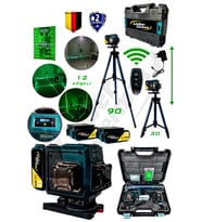 Lieber German Teknoloji 360° 2x Akülü Kumandalı 12 Köşe Tripodlu 65 Metre Mesafeli Hizalama Lazer Me (Mavi)