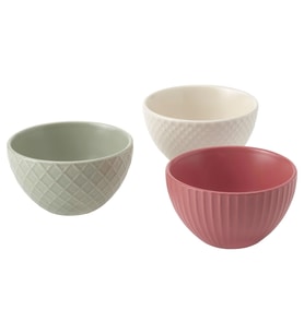 3 Parça Kase Seti, MeridyenDukkan Çok Renkli, 10 cm 3 Parça Çerezlik Stoneware (Karışık)