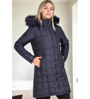 Dewberry Kadın %100 Polyester Kaban Lacivert Z9653 Günlük Dış Giyim, Şehir ve Ofis Stili, Hafta Sonu Kombini